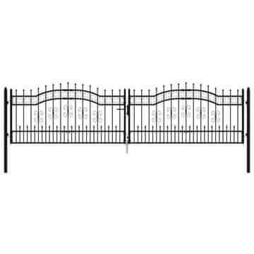 Vidaxl Vrata za ogradu s kopljem crna 394,5 x 100 cm čelik s praškastim premazom