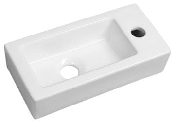 SAPHO Keramički umivaonik ZOE 37x18cm, bijeli, otvor za slavinu desno