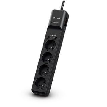 CyberPower Štitnik od prenapona CyberPower Tracer III P0420SUD0-FR, crni, 4 utičnice, 1.8m