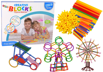 slomart Građevinski set LEAN TOYS: kocke, štapići i slamke za gradnju