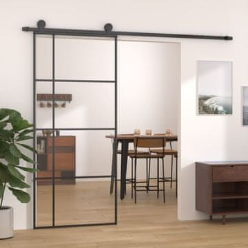 Vidaxl Klizna vrata, ESG staklo i aluminij, 90x205 cm, crna