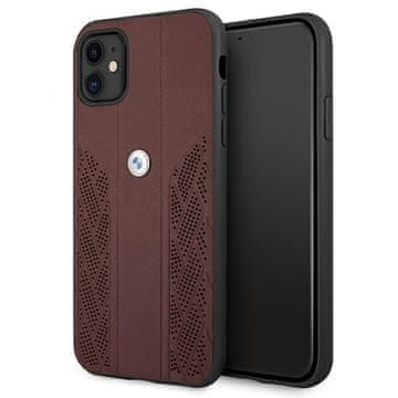 Bmw BMW kožna perforirana maska za iPhone 11 / Xr - crvena