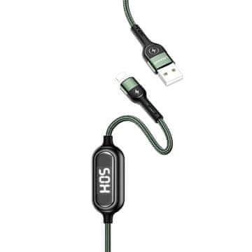 USAMS pleteni kabel U48 lightning 1.2m2A brzo punjenje LED zeleno/zeleno SJ423USB02 (US-SJ423)