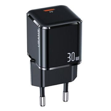 USAMS Lad. mreža. 1xUSB-C T45 mini 30W (samo glava) PD3.0 Brzo punjenje crno/crno CC148TC01 (US-CC148)
