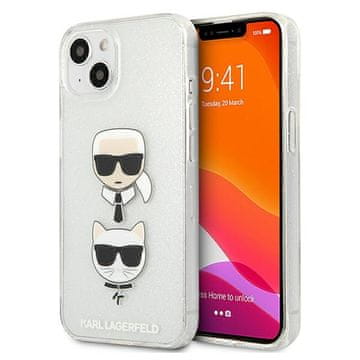 Karl Lagerfeld Karl Lagerfeld futrola Glitter Karl's & Choupette Head za iPhone 13 mini - srebrna