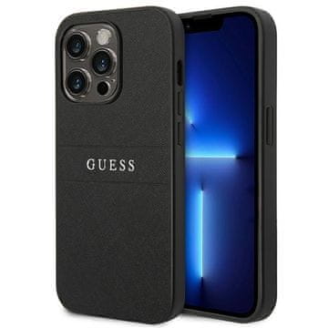Guess Saffiano metalne trake s logotipom - maskica za iPhone 14 Pro (crna)