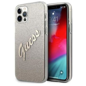 Guess Maska Guess Glitter Gradient Script za iPhone 12 Pro Max 6.7" zlatna