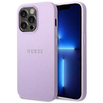 Guess Guess Saffiano Stripe maska za iPhone 14 Pro - Ljubičasta