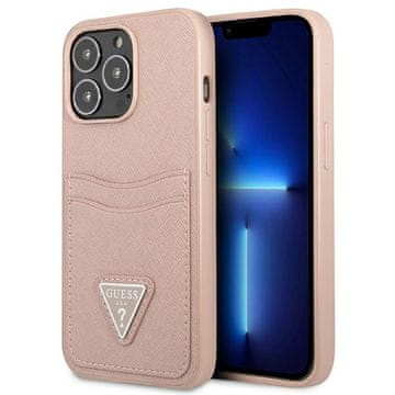 Guess Guess Saffiano Triangle futrola za iPhone 13 Pro/13 s utorom za kartice, roza