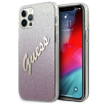 Guess Maska Guess Glitter Gradient Script za iPhone 12 Pro Max 6.7" roza