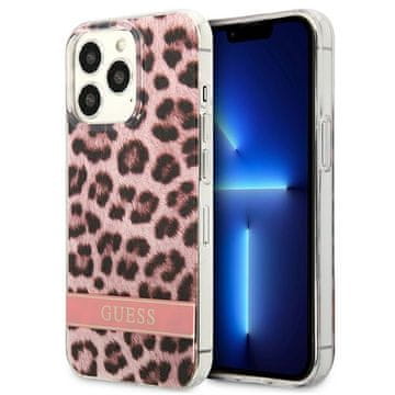 Guess Leopard Electro Stripe - maskica za iPhone 13 Pro (roza)