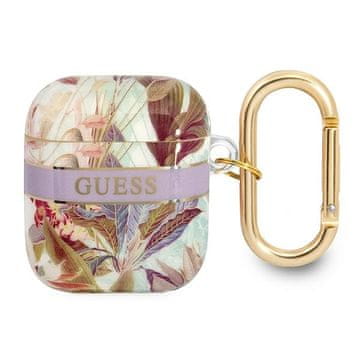 Guess Guess Flower Strap futrola za AirPods, ljubičasta