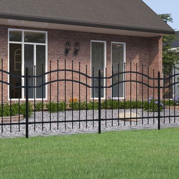Vidaxl Ograda s šiljcima, crna, 140 cm, čelik s praškastim premazom
