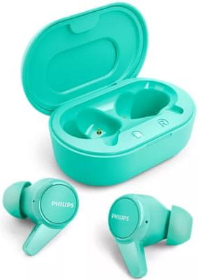 Philips TAT1207 udobne bežične slušalice koje se stavljaju u uho s prekrasnim zvukom, dinamičkim pretvaračem, kućištem za punjenje, otpornim na znoj i vodu, hands-free telefonski način rada, mikrofon