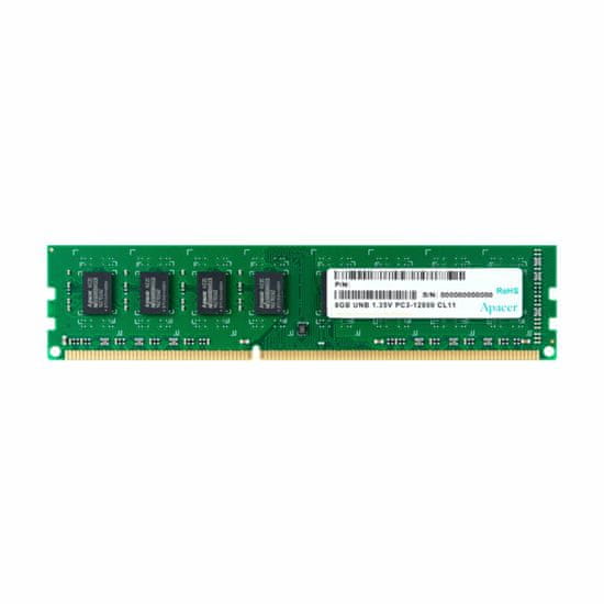 Apacer memorija RAM 8 GB, DDR-3, PC12800, 512 x 8, 1600 Mhz, 240 PIN, CL11 (AU08GFA60CATBGC)