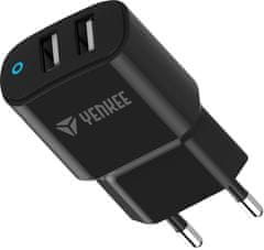Yenkee YAC 2024 BK dual USB punjač, ​​2.4A