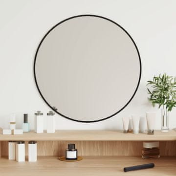 Vidaxl Zidno ogledalo, crno, Ø 50 cm, okruglo