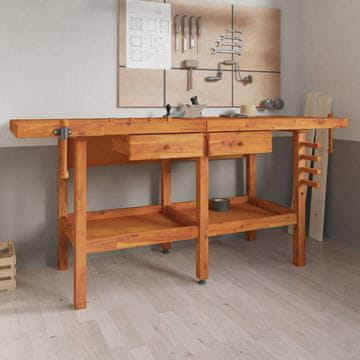 Vidaxl Radni stol s ladicama i škripcima 192x62x83 cm Akacija