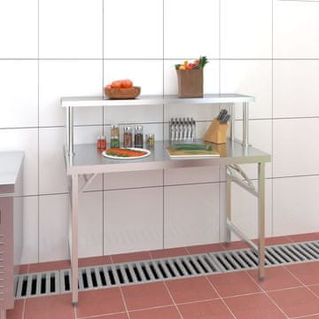 Vidaxl Kuhinjski radni stol s policom 120x60x115 cm Nehrđajući čelik