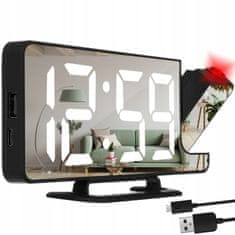 Izoksis 4V1 Projekcijski budilica s LCD zaslonom i ogledalom crnim