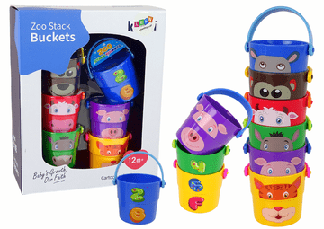 slomart Set Kupaonica LEAN TOYS Šarene Kofice sa Životinjama Piramida