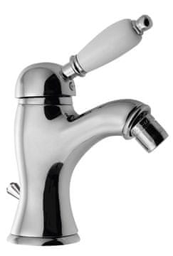 SAPHO KIRKÉ WHITE Retro Bide S Mješalicom i Izljevom, Bijela Ručka, Kromirana Površina