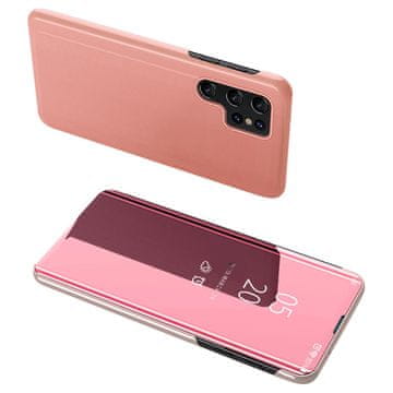 MG Clear View preklopna maska za Samsung Galaxy S23 Ultra, ružičasta
