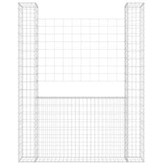Vidaxl Gabionska košara U-oblika s 2 stupa 140 x 20 x 200 cm željezna