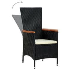 Vidaxl 7-dijelni vrtni blagovaonski set poliratan i bagremovo drvo crni