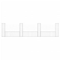 Vidaxl Gabionska košara U-oblika s 4 stupa 380 x 20 x 100 cm željezna