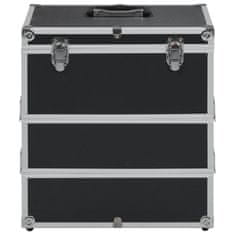 Vidaxl Kovčeg za šminku 37 x 24 x 40 cm crni aluminijski