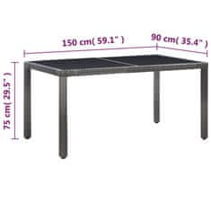 Vidaxl 7-dijelni vrtni blagovaonski set od poliratana sivi