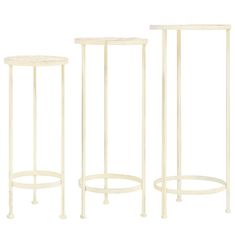 Vidaxl 3-dijelni set stalaka za biljke od metala antikni bijeli