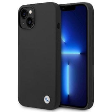 Bmw tekuća silikonska maskica s metalnim logotipom - maskica za iPhone 14 Plus (crna)