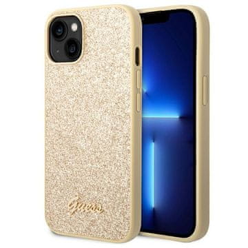 Guess metalna maskica s glitter pahuljicama i logotipom - maskica za iPhone 14 (zlatna)