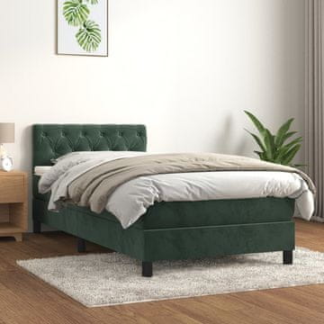 Vidaxl Krevet s boxspring podlogom i madracem, zeleni baršun, 80x200 cm