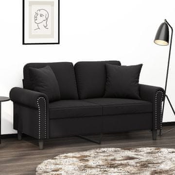 Vidaxl Dvosjed s jastucima, crna, 120 cm, baršun