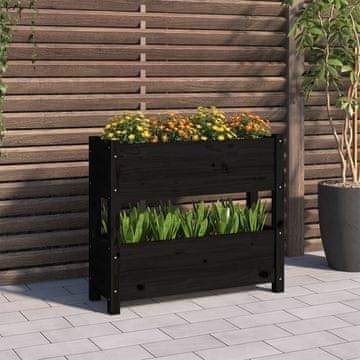 Vidaxl Žabica za biljke, crna, 77x25x66 cm, masivno borovo drvo
