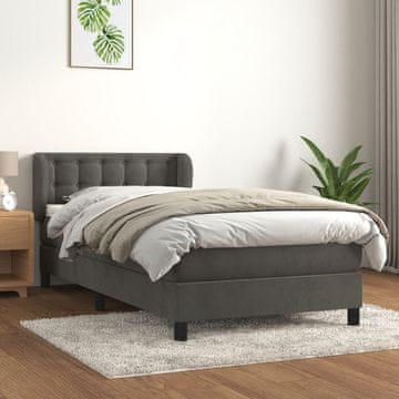 Vidaxl Krevet s oprugom i madracem, tamnosivi baršun, 80x200 cm