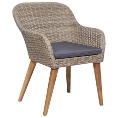 Vidaxl 7-dijelni vrtni blagovaonski set s jastucima smeđi