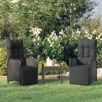 Vidaxl Vrtne stolice s naslonom, set od 2, sa stolom, crne