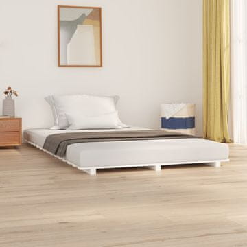 Vidaxl Okvir za krevet Bijeli 140 x 190 cm Masivni borov drvo