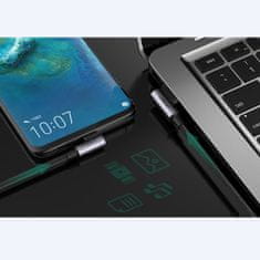 Ugreen Kutni pleteni kabel USB - USB-C Quick Charge 3.0 0,5 m sivi