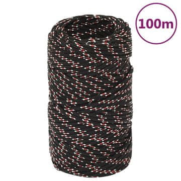 Vidaxl Jedriličarsko uže, crno, 2 mm, 100 m, polipropilen
