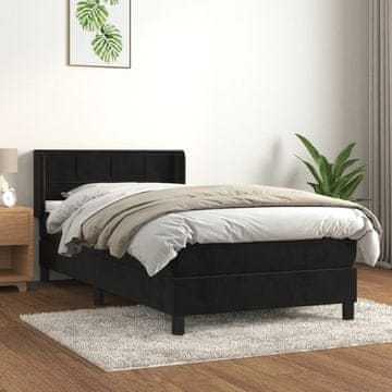 Vidaxl Krevet s oprugom i madracem, crni, baršun 80x200 cm