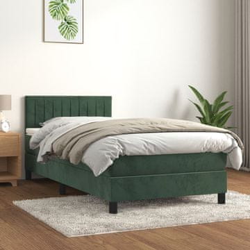Vidaxl Krevet s boxspring podlogom i madracem, zeleni baršun, 80x200 cm