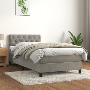 Vidaxl Krevet s oprugom i madracem, svijetlosiva, baršun, 80x200 cm