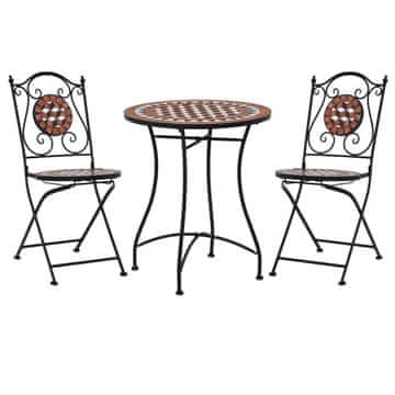Vidaxl 3-dijelni mozaični bistro set s keramičkim pločicama boje cigle