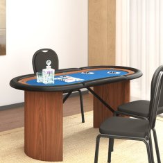 Vidaxl Stol za poker za 10 igrača plavi 160 x 80 x 75 cm