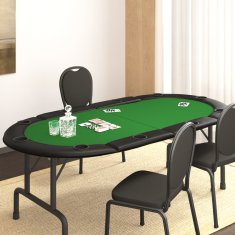 Vidaxl Sklopiva stolna ploča za poker za 10 igrača zelena 208x106x3 cm